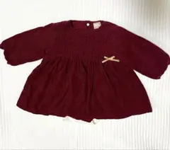 プティマイン　petit main ボルドー　長袖ロンパース 80
