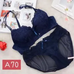 レース重ねの上下セット　ネイビー　A70 新品未使用　送料込み
