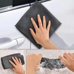 洗車タオル 4枚セット 40×40cm マイクロファイバー 吸水 速乾 掃除 灰