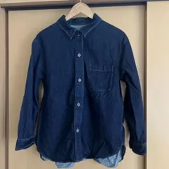 UNIQLO デニムボタンアップシャツ ダークブルー