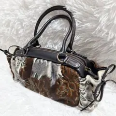 Y2K achive grunge アルカン Arukan ファー 花柄バック