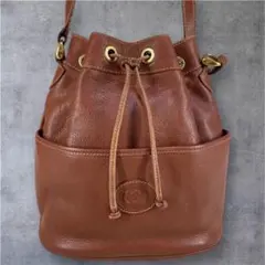 OLD GUCCI オールドグッチ 巾着 ショルダーバッグ レザー ブラウン