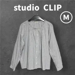 studio CLIP スタディオクリップ　ストライプシャツ　フリル　全開　Ｍ