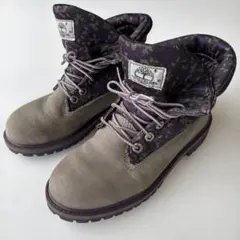 ティンバーランド レザー ブーツ グレー パープル 迷彩切替 22.5cm