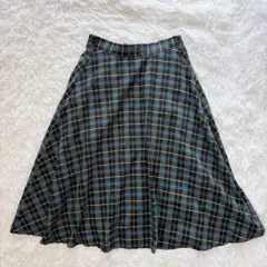 ショコラフィネローブ チェック柄 ミディ丈　スカート フレア　ウエストゴム