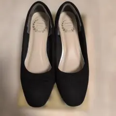 黒 スエード フラットシューズ 低ヒール