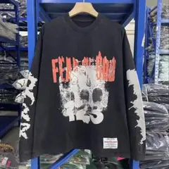 ヴィンテージ風ウォッシュ加工プリントゆったりシルエットハイストリート カジュアル