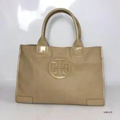 Tory Burch トリーバーチ エナメル キャンバス トートバッグ ベージュ