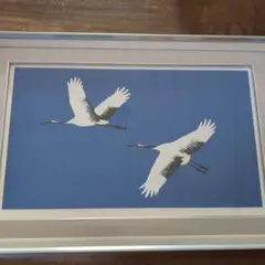 小山硬　双鶴　版画