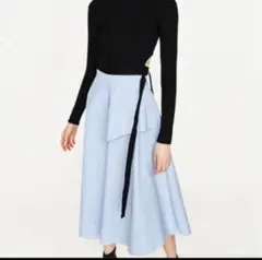 ZARA アシンメトリーライトブルー フレアスカートXS B29