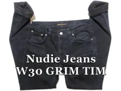 ヌーディージーンズ GRIM TIM グリムティム W30実75 黒ステッチ