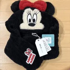 ディズニーDisney ミニー　フード　帽子　マフラー　ティペット