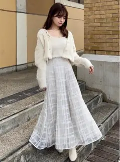 る*り様 チェック柄シアーフレアスカート[tu1082]