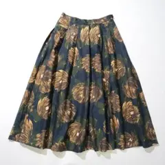 yuni ユニ コットン 花柄 タック ロングスカート 日本製