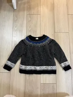 最終価格 韓国子供服 黒いノルディック柄セーター