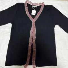 新品 L'EST ROSE カーディガン 黒 刺繍 Mのサムネイル