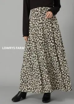 LOWRYS FARM ハナクルミボタンAラインスカート F 花柄
