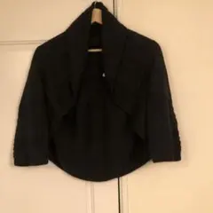 黒のショールカラーカーディガン 五分丈