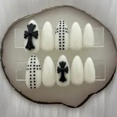 291 クロム y2k 韓国 シズニ 十字架 ドット ワンホン ネイルチップ