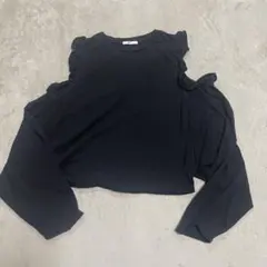 SLY ブラック フリル長袖Tシャツ　サイズ２