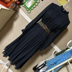 昭和レトロ プリーツ 長袖ワンピース ✦フォーマル✦ ヴィンテージ 古着