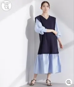 NANO universe ダンボールベストレイヤード風コンビワンピース