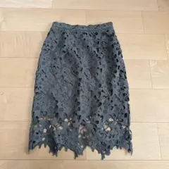 カーキレース花柄 タイトスカートのサムネイル
