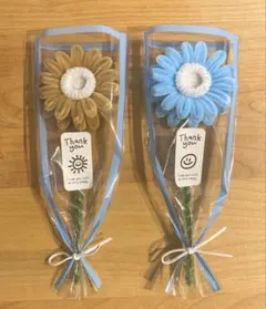 モールフラワー＊ガーベラブーケ＊枯れない花束＊2本＊水色ベージュブラウン＊誕プレ