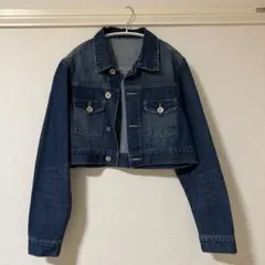 ダークブルー クロップドデニムジャケット