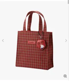ファミリア　トートバッグ　Sサイズ　小 赤系チェック