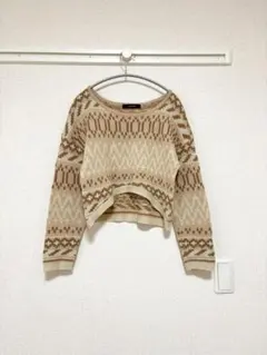 mystic 幾何学模様 クロップドニット