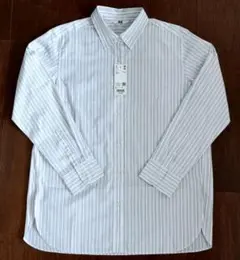 ユニクロ コットンシャツ 柄 長袖 WOMEN ホワイト Lサイズ【新品未使用】