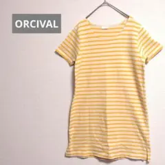 【オーシバル】ボーダー半袖トップス　イエロー　フリーのサムネイル