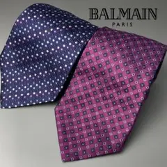 【極美品】バルマン BALMAIN 小紋 ジャカードシルクネクタイ
