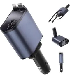 4in1 車載用 充電器 シガーソケット ケーブル内蔵