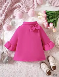 リボンホットピンクワンピース80〜86cm バービー、ミニー【4/24お値下げ】