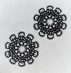 (699) タティングレース レース編み ドイリー コースター 2枚セット