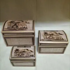 木製小物入れセット アメリカのグアムの風景画デザイン　マトリョーシカ風