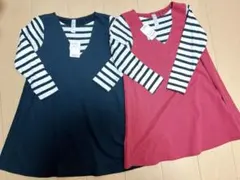 新品タグ付き♡ドッキングワンピース　ボーダー２枚セット　120 女の子長袖