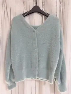 GU ミントグリーン ボタン付きカーディガン M