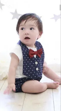 ネイビー 水玉 ベスト ショートパンツ セット