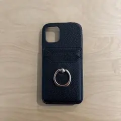 スマホケース　iPhone12mini用　ブラック　フェイクレザー　レザー風