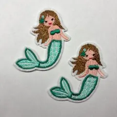 2個セット 刺繍ワッペン 人魚 海 生き物 マーメイド ［HARE］UM001