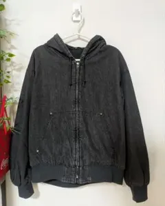 【完売品】GU デニムパデッドジップアップパーカ ダークグレー Mのサムネイル