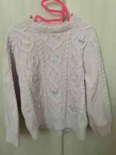 メゾピアノ　ケーブルリボン　モールニット　Mサイズ（110-120cm）