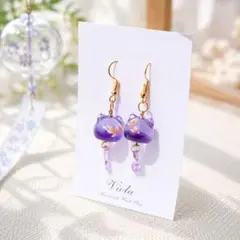 販売終了前SALE】ピアス/イヤリング」猫と風鈴 尻尾が揺れる 推し