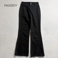 PAGEBOY/フレアデニムパンツ/スリット/美脚/カジュアル/25S/ブラックのサムネイル