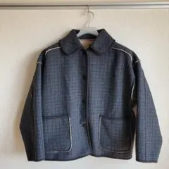 フリークスストア　襟付き リバーシブル チェックボアジャケット　グレー