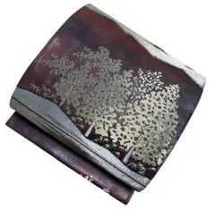 ユ182袋帯 六通柄 引箔 金糸　木　正絹 着物帯　仕立て上り