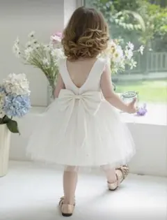 SHEIN ホワイト ベビーチュールドレス ヘアアクセサリー付き